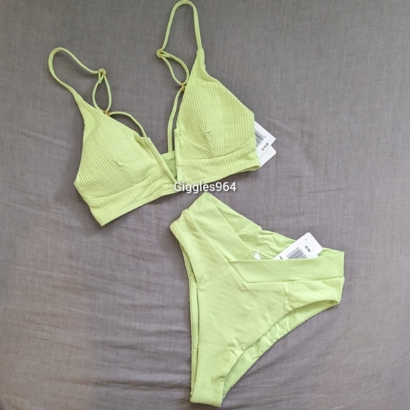 L*Space Siren Court Bikini Set Mojito Green Ribbed - Picture 1 of 10